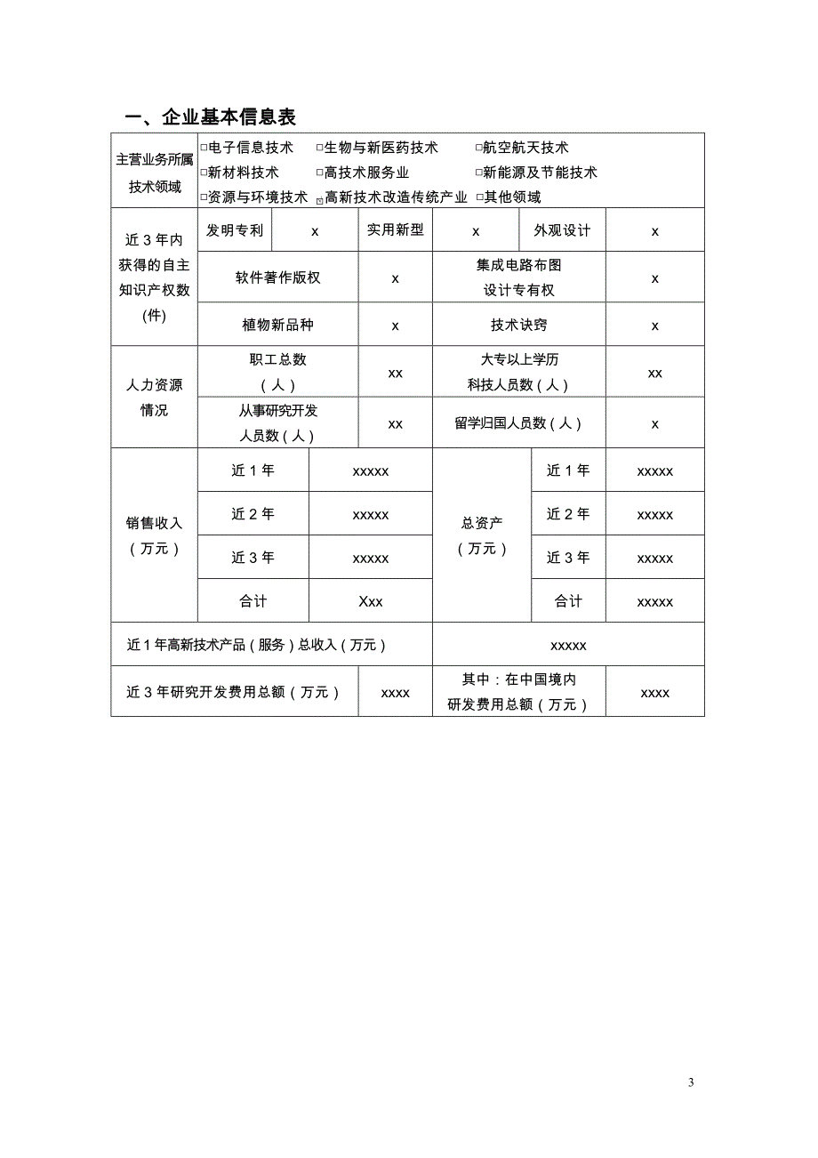 【2017年整理】高新技术企业认定申请书_第3页