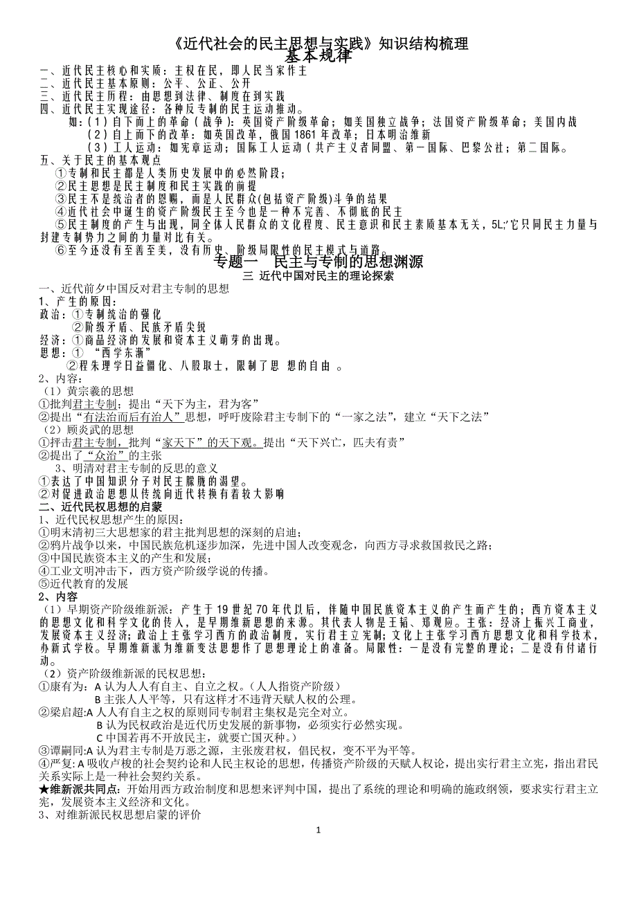 近代社会的民主思想与实践2013安徽高考选修2_第1页