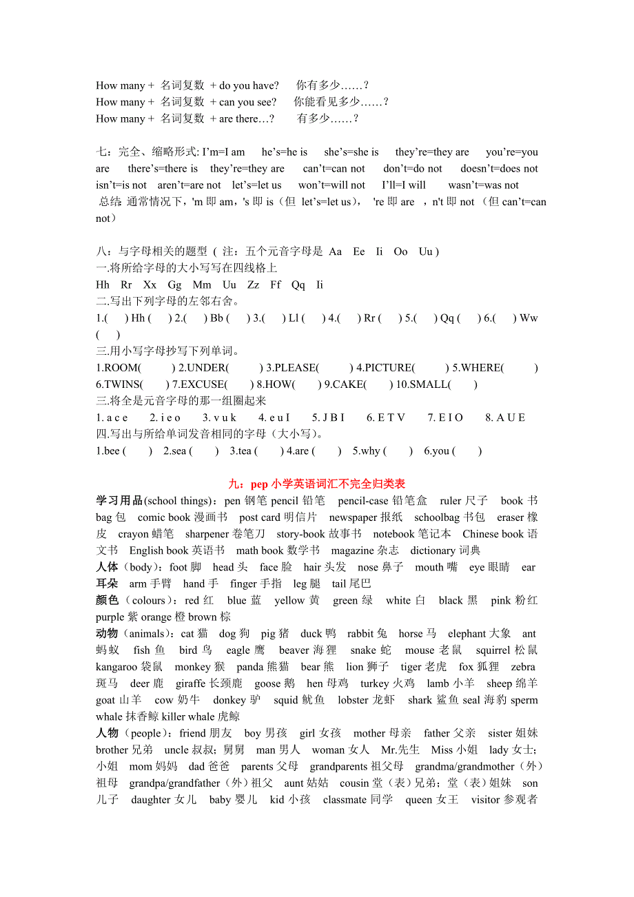 pep小学英语毕业总复习知识点汇总_第4页