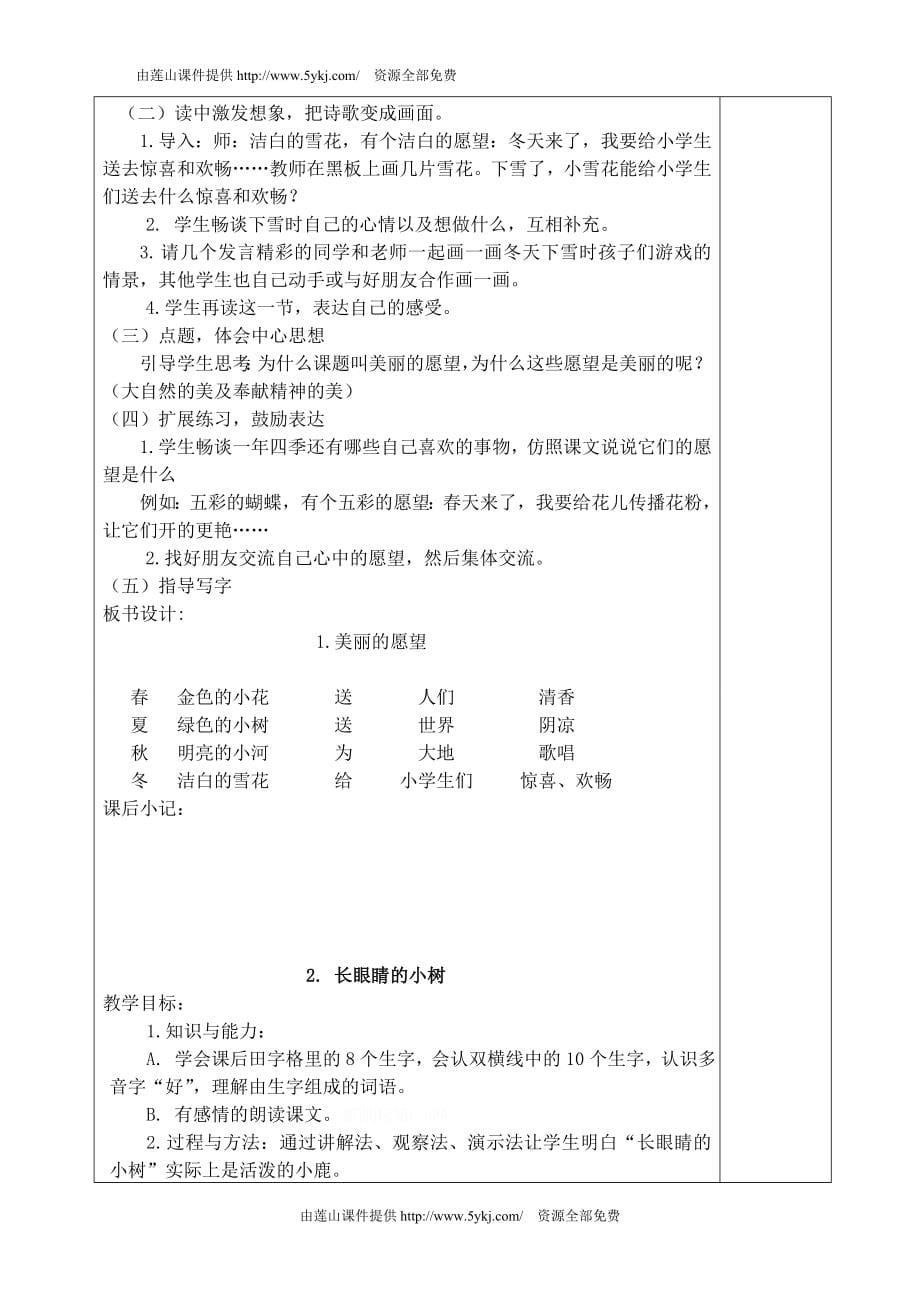 鄂教版二年级语文上册教案全册_第5页