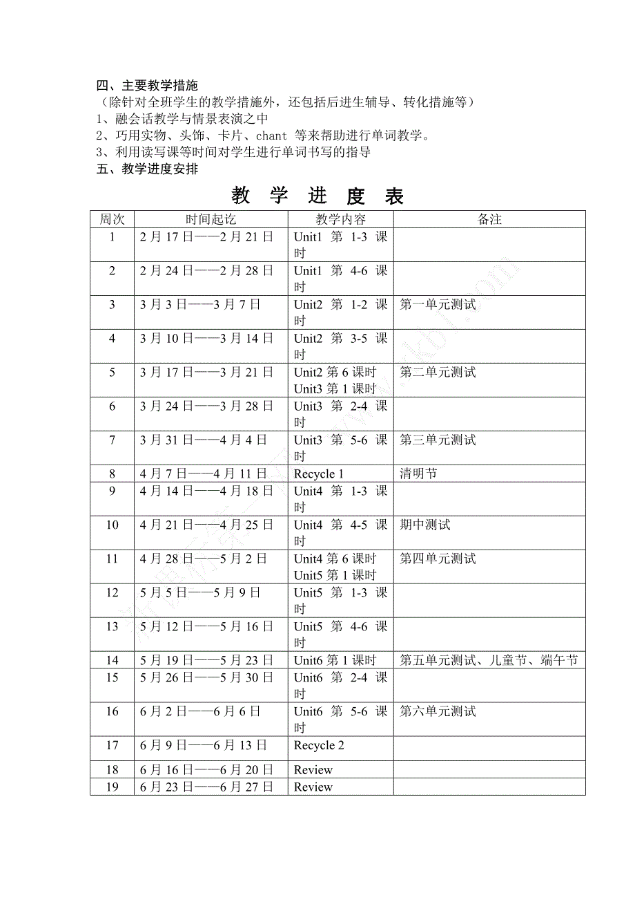 新版小学英语四年级下册教案_第3页