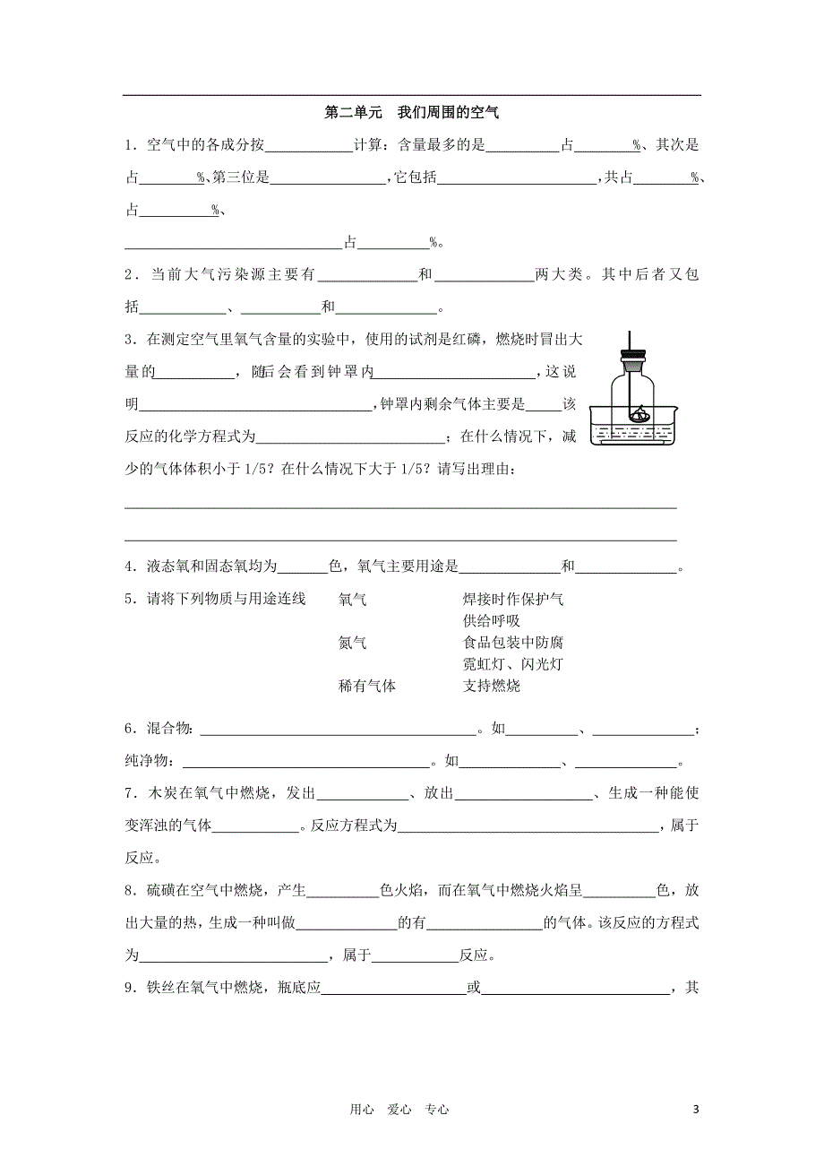 九年级化学上册_各单元基础知识总结_人教新课标版_第3页