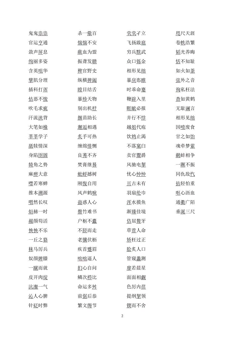 常见成语中的易读错字和难读字集锦卡_第2页