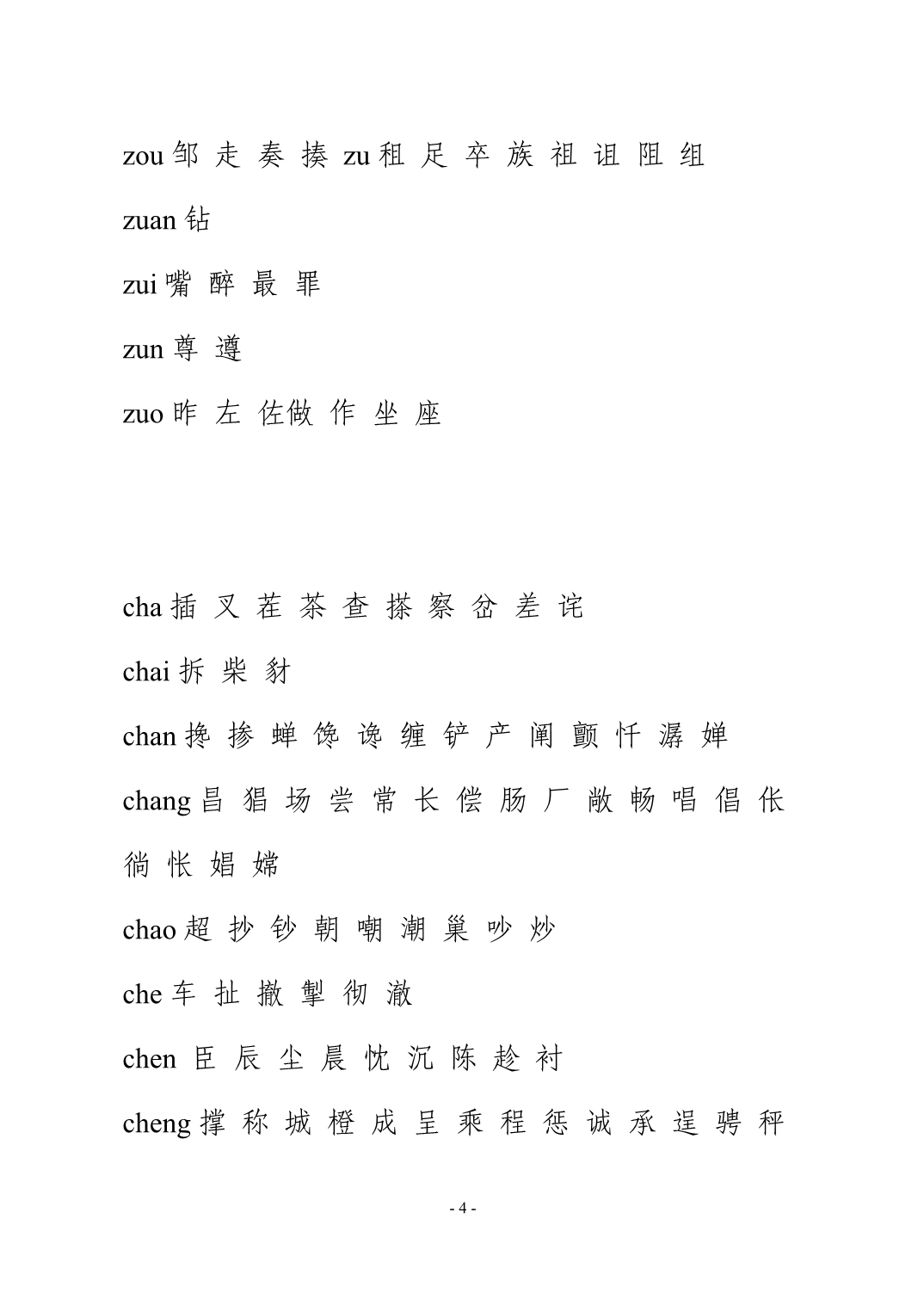 下面是常见的2500个汉字中的平舍音翘舌音 (2)_第4页