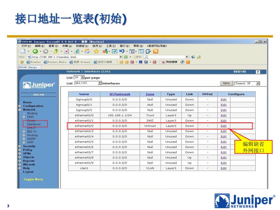 Juniper安全网关配置模版(一)SSG140为例_第3页