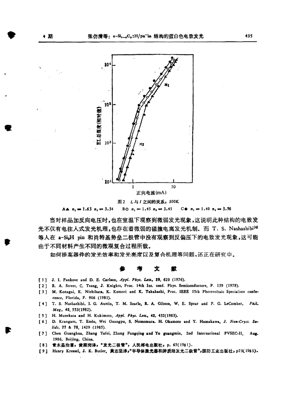 a-Si_(1-x)C_xHpn~(-in)结构的蓝白色电致发光_第3页