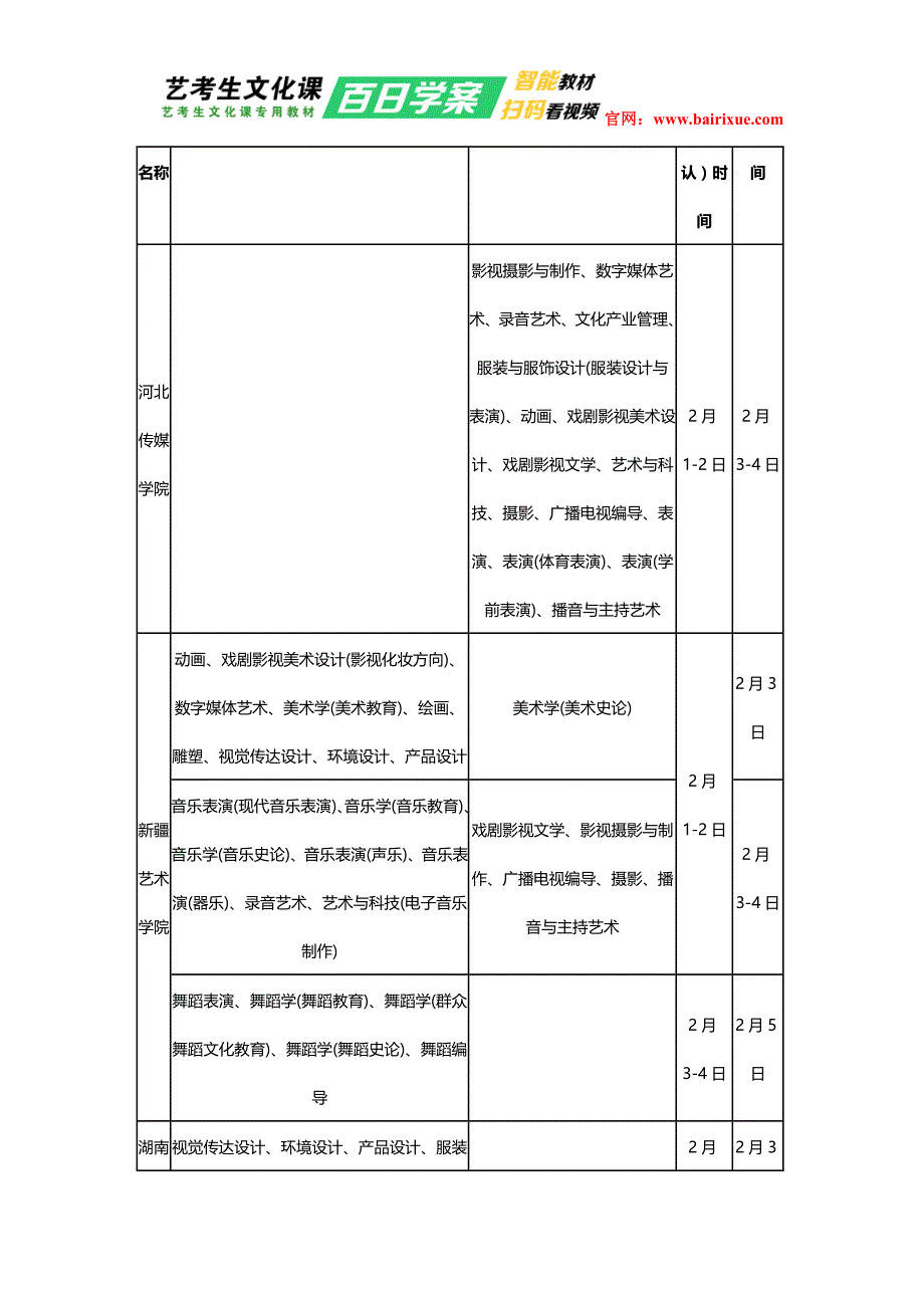 河北省2017年艺考校考时间表_第2页