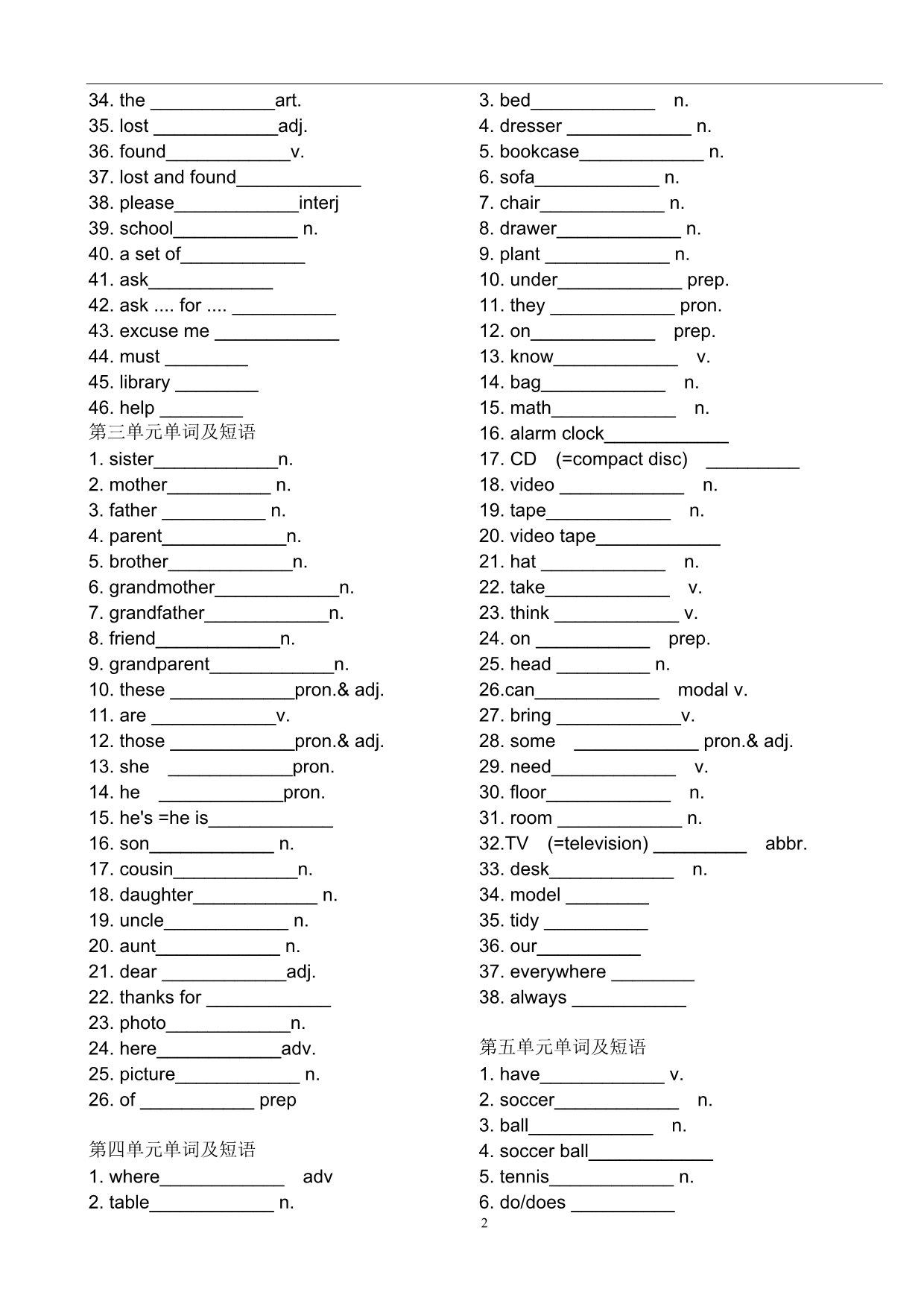 人教版新目标七年级上册英语单词考试复习专用_第2页