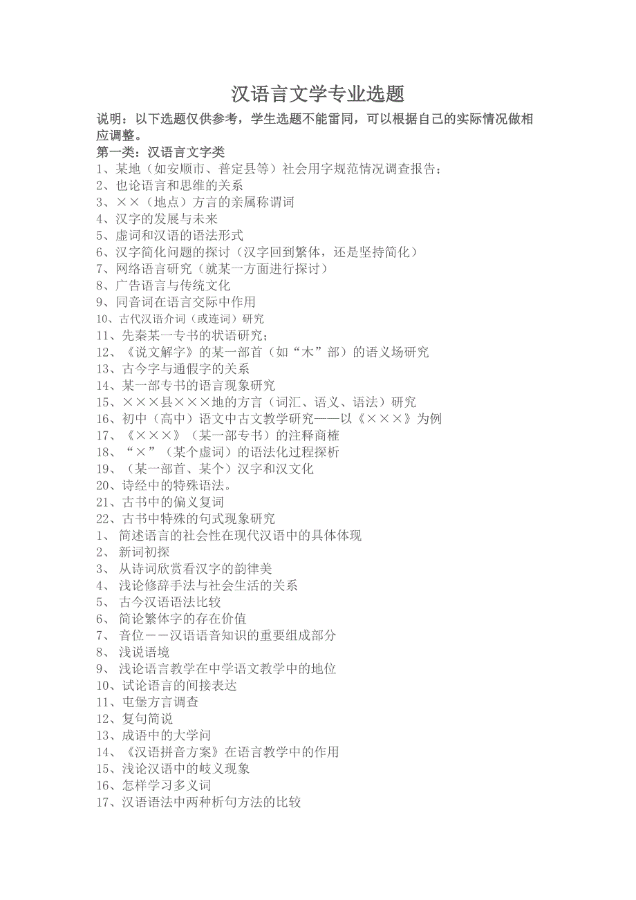 汉语言文学专业论文选题_第1页