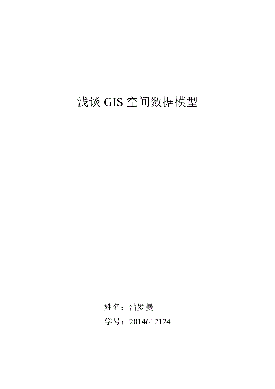 浅谈GIS空间数据模型_第1页