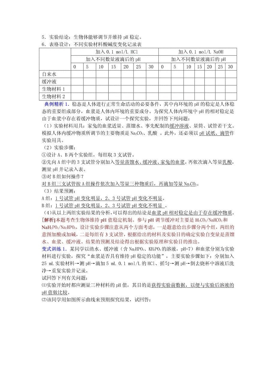 2013高中生物（课前预习+课堂学习+巩固训练+课后分层练习）第2课 内环境稳态的重要性教学案 新人教版必修3_第5页