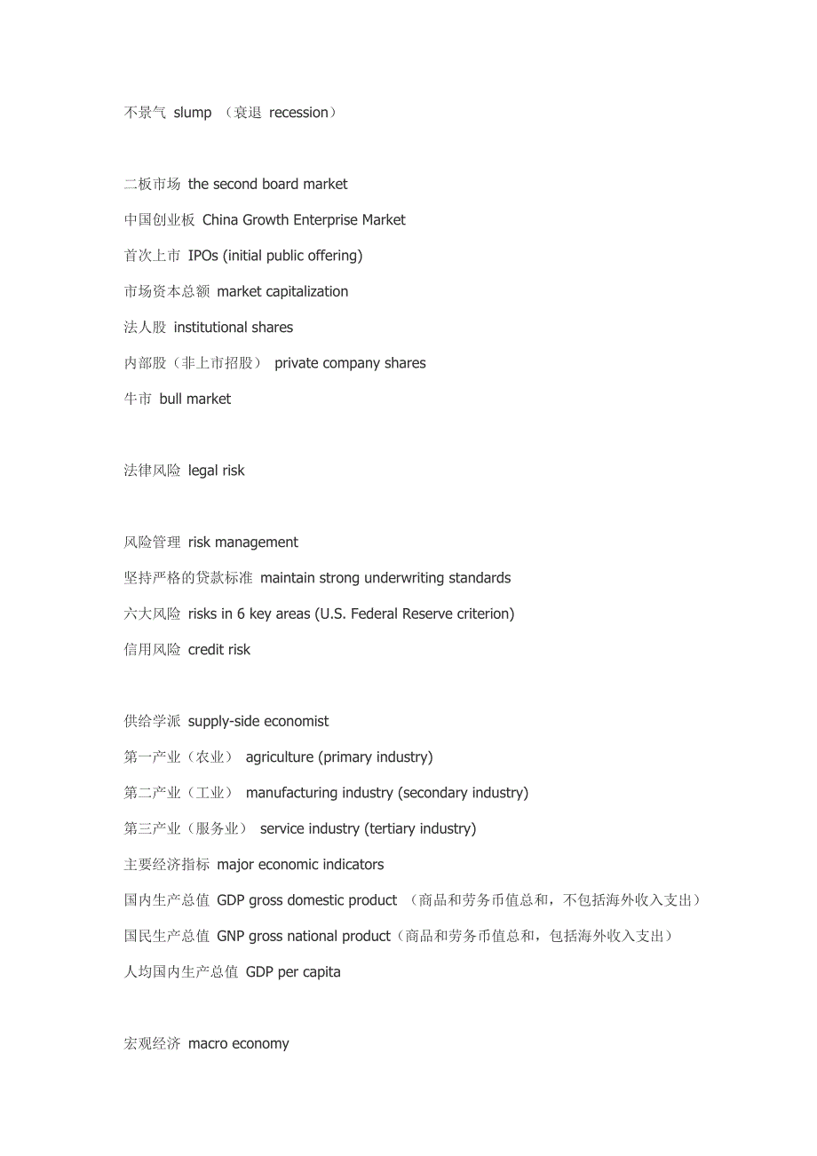 关于金融的一些常用词汇_第1页