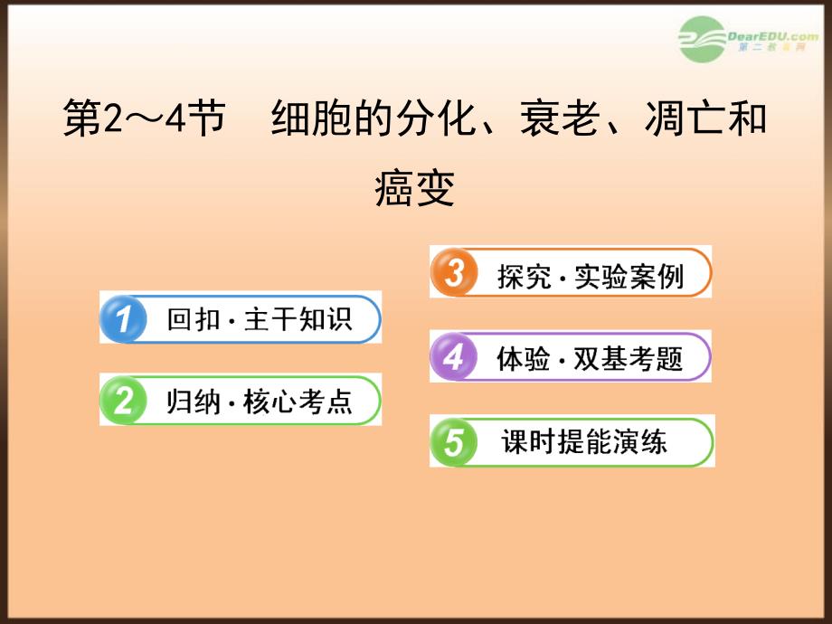 【全程复习方略】（江苏专用）2013版高中生物 6.2～4细胞的分化、衰老、凋亡和癌变配套课件 新人教版必修1_第1页