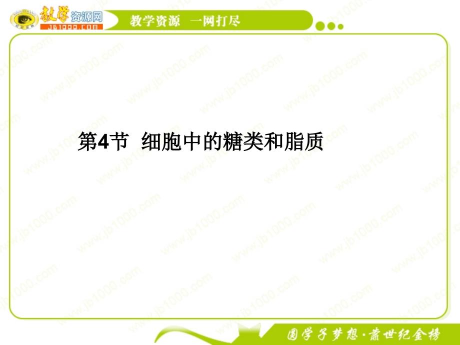 11-12学年高一生物必修1(新人教版)同步课件：2.4 细胞中的糖类和脂质_第1页