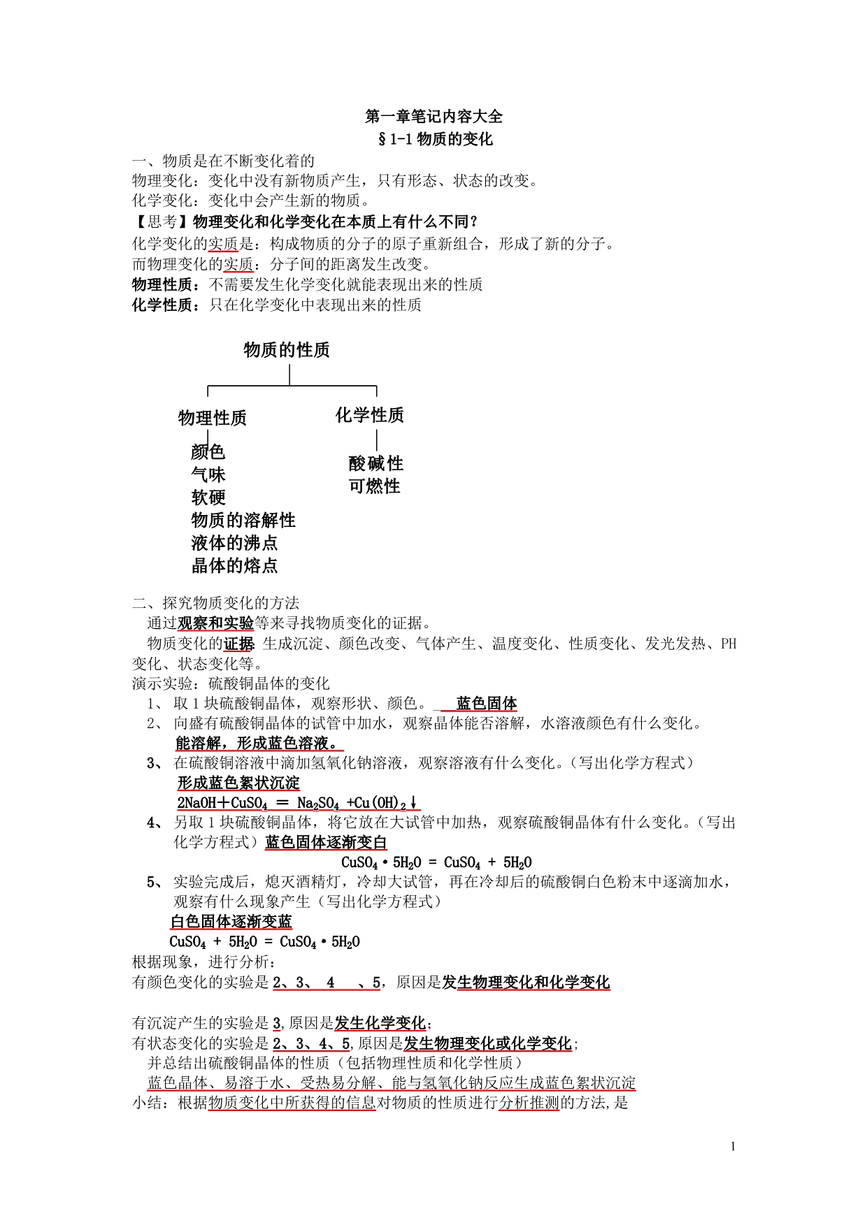 浙教版九年级上科学第一章笔记内容大全_第1页