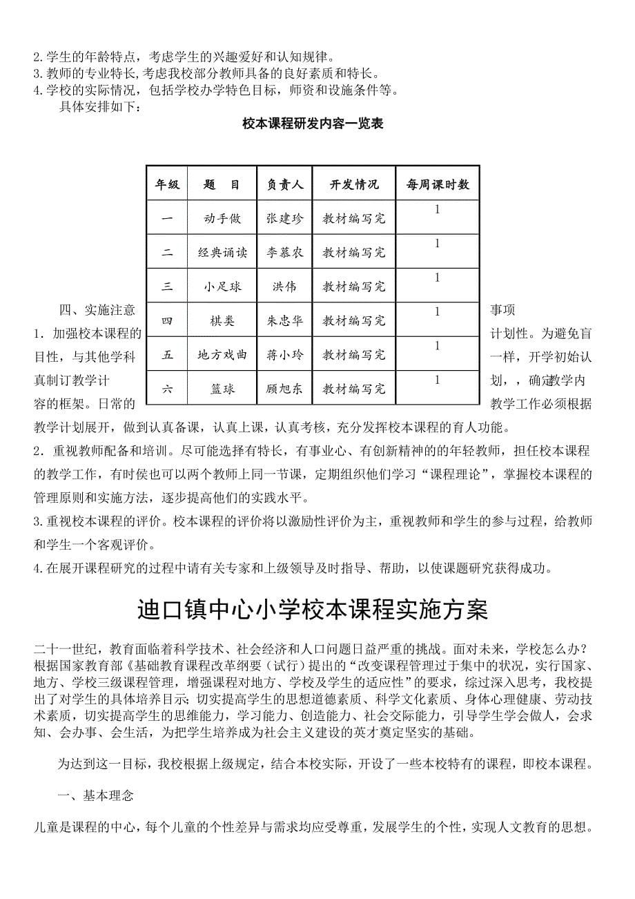 育花路小学校本课程实施方案_第5页