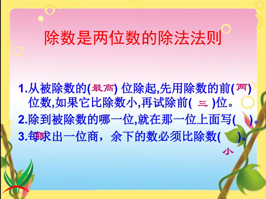 人教版四年级上册《除数是两位数的除法复习》课件_第3页