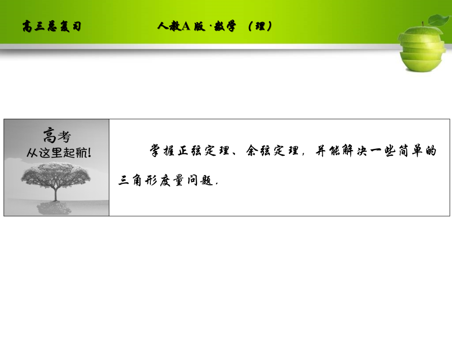 人教A版2012高三数学理全套解析一轮复习课件：3-7 正弦定理和余弦定理_第2页