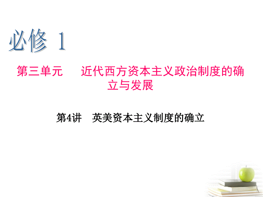 【学海导航】江苏省2013届高中历史第1轮总复习 第4讲 英美资本主义制度的确立课件 新人教版必修1_第1页