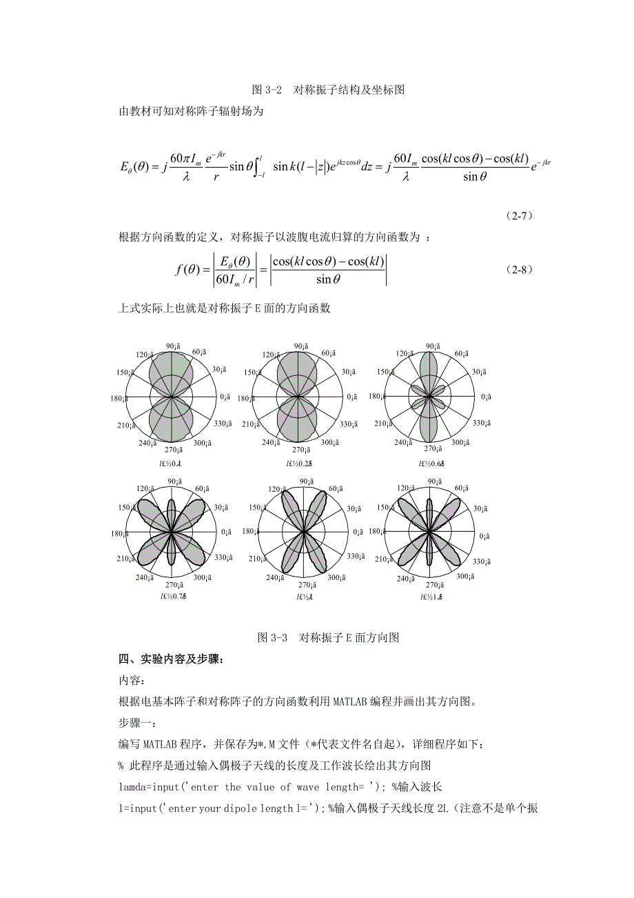 实验一_电基本阵子及对称阵子辐射分析_第3页