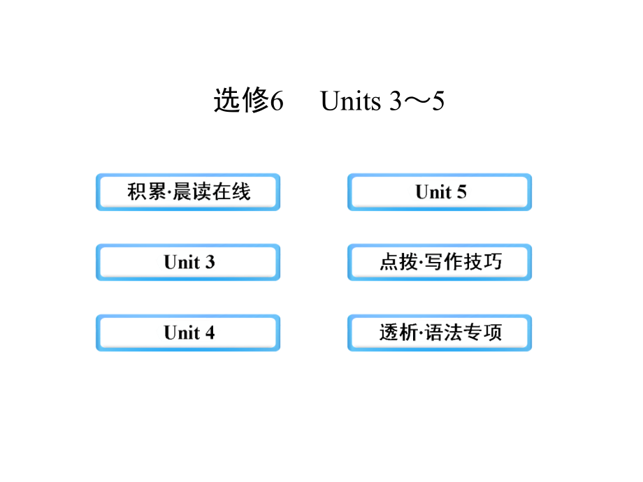 【2014年备考】2013版高中英语全程复习课件：选修6  Units3～5(人教版)_第1页