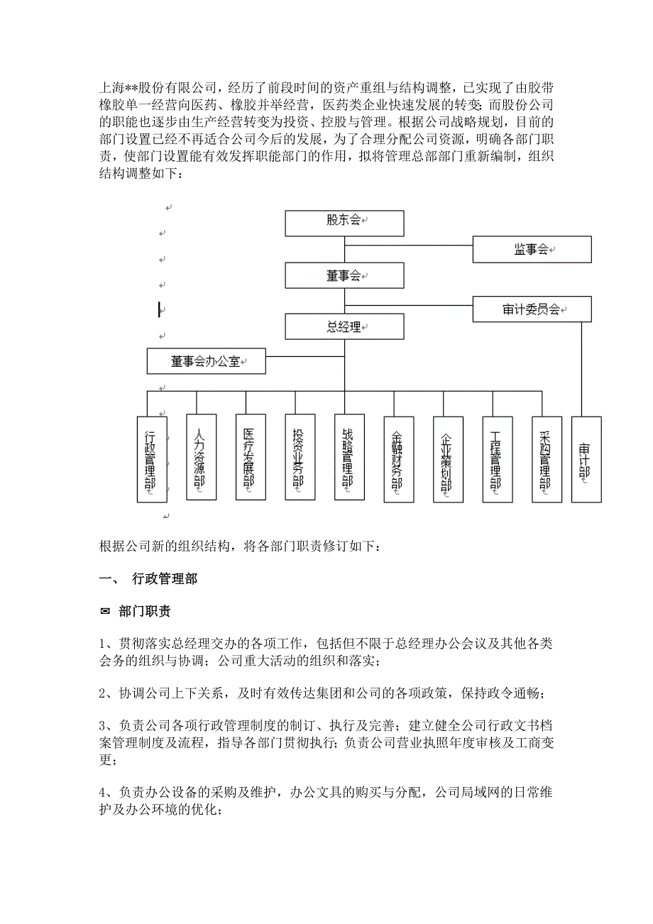 公司(企业)管理部门设置_第1页