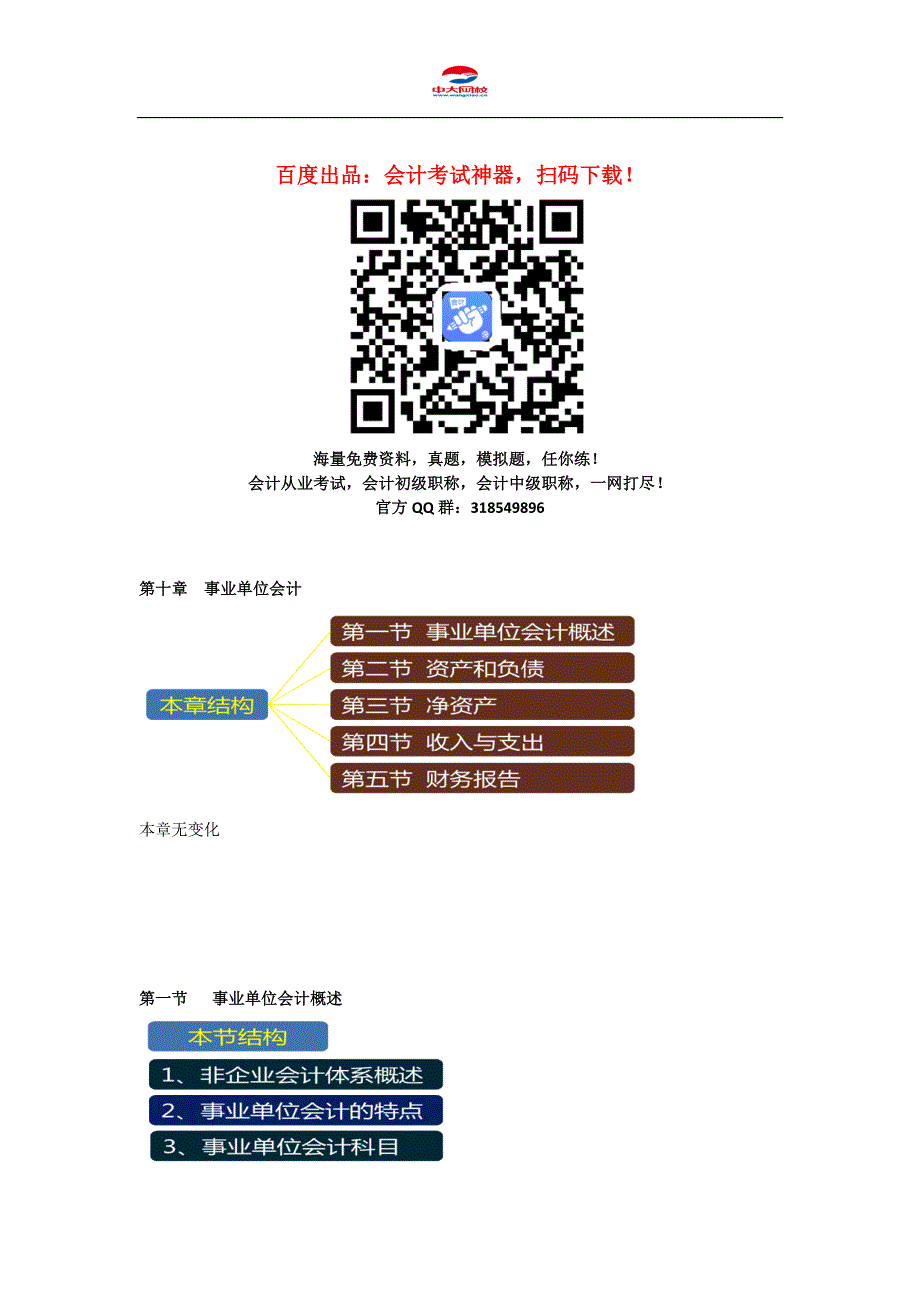 初级会计职称考试《初级会计实务》知识点：第10章事业单位会计_第1页