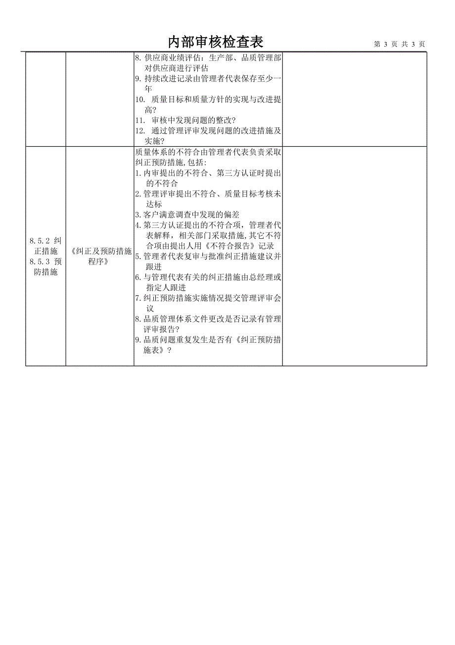 内部审核检查表(总经理、管理者代表)_第3页