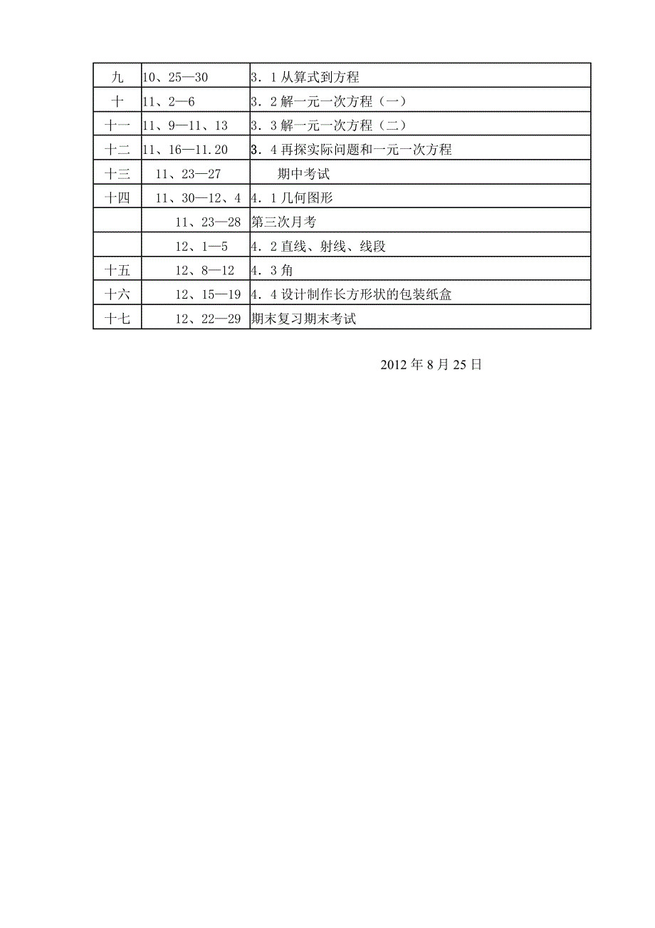 七年数学第一学期教学计划_第4页