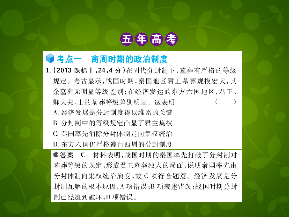 【5年高考3年模拟】（新课标专用）2014高考历史一轮复习 专题一 古代中国的政治制度课件（B版）_第3页