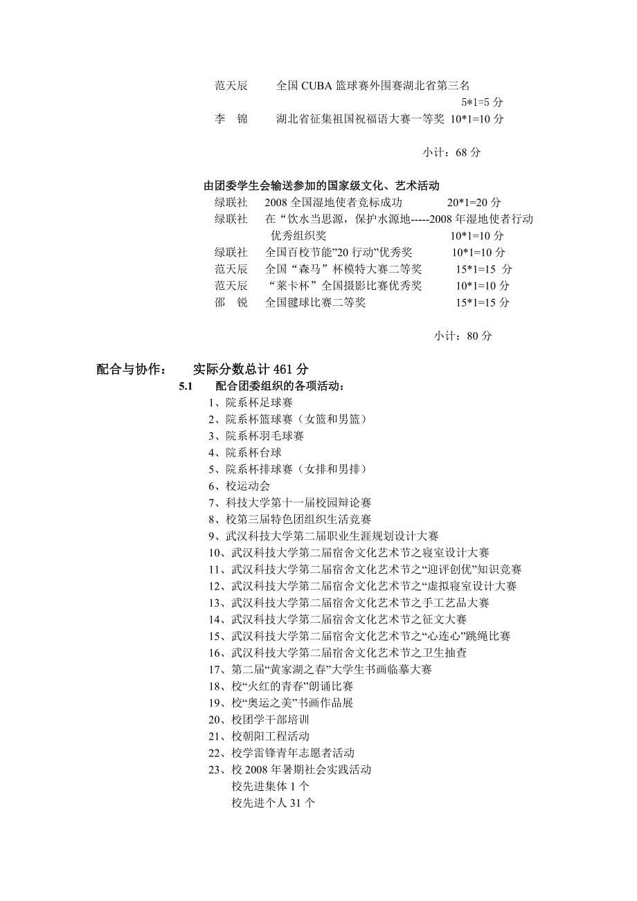 (支撑材料)2009年城建学院优良学风学院“第二课堂”项目评分支撑材料_第5页