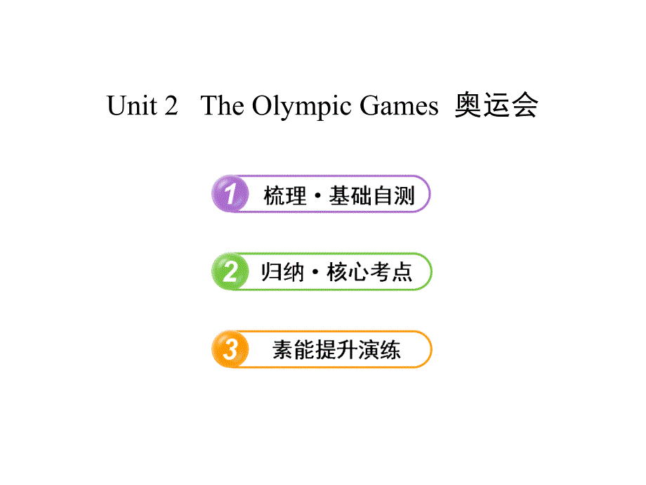 【2014年备考】2013版高中英语全程复习课件：必修2  Unit 2 The Olympic Games(人教版)_第1页