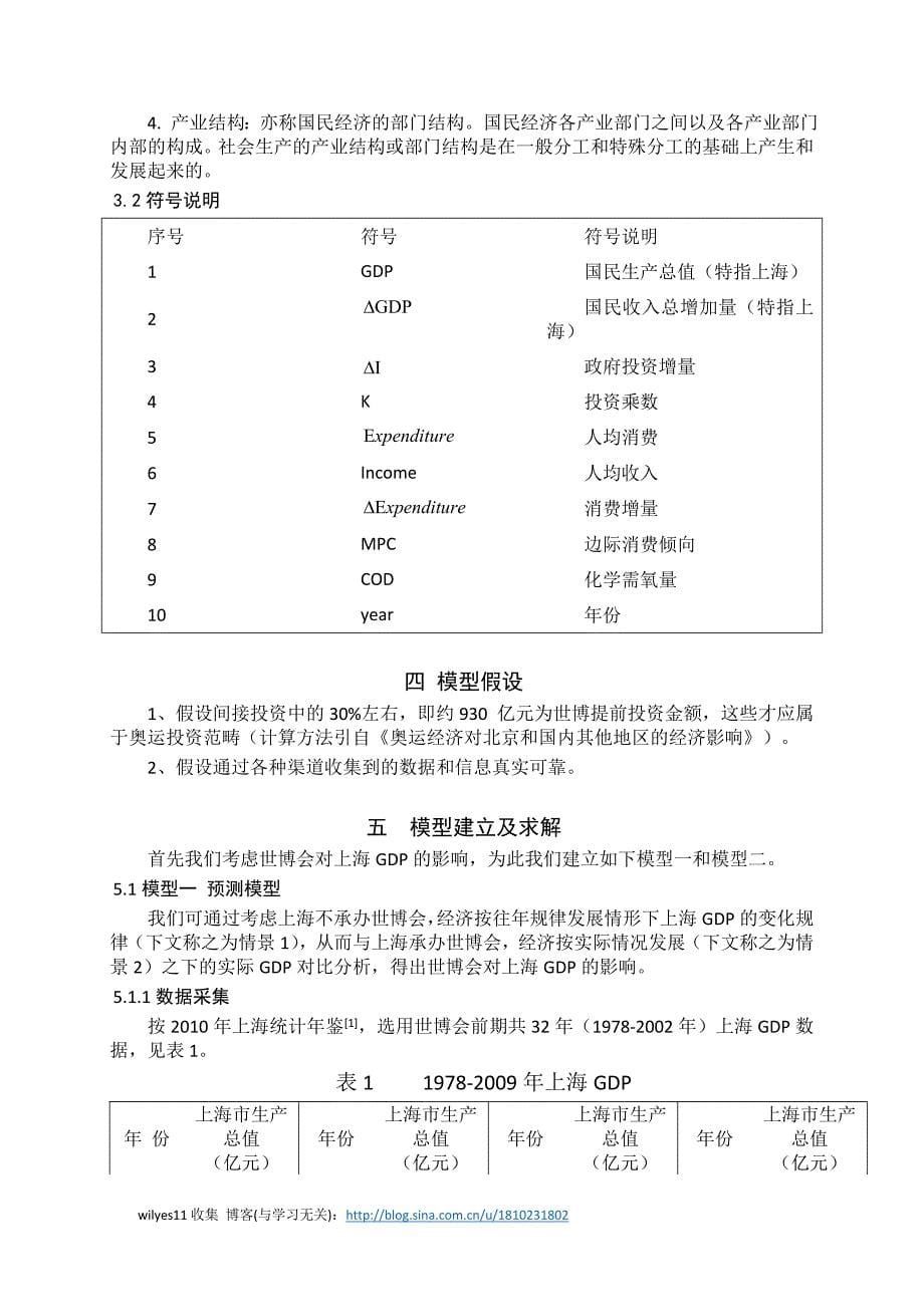 全国数学建模论文2010年上海世博会对上海市经济影响力的定量评估_第5页