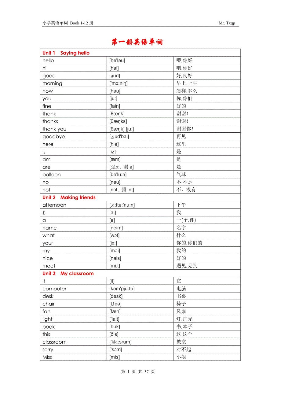 小学英语1-12册单词(有音标txqp)_第1页