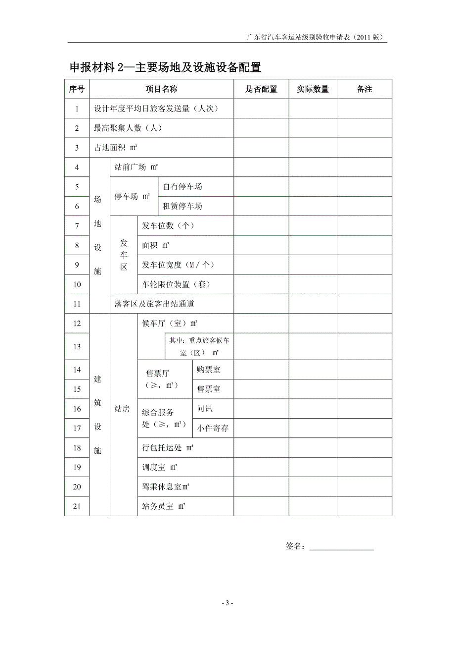 广东省汽车客运站级别验收申请表(2011版)_第3页