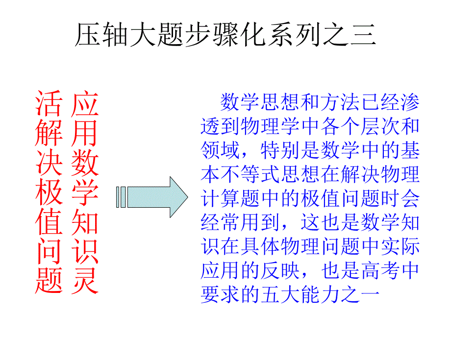 【提分技巧】2014高考物理赢取高分名师点津课件--应用数学知识灵活解决极值问题_第1页