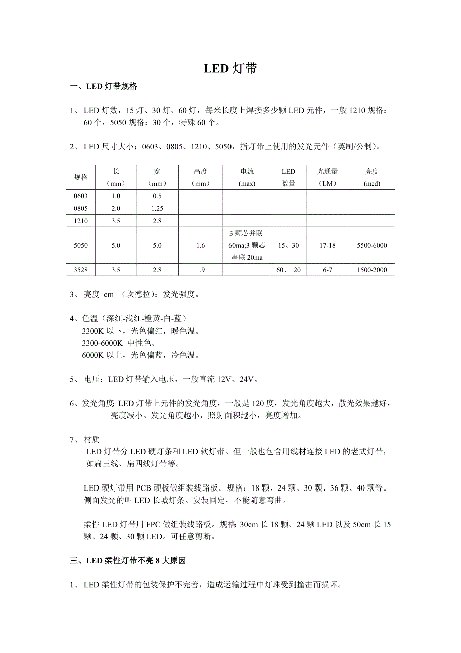 LED灯带参数及施工说明_第1页