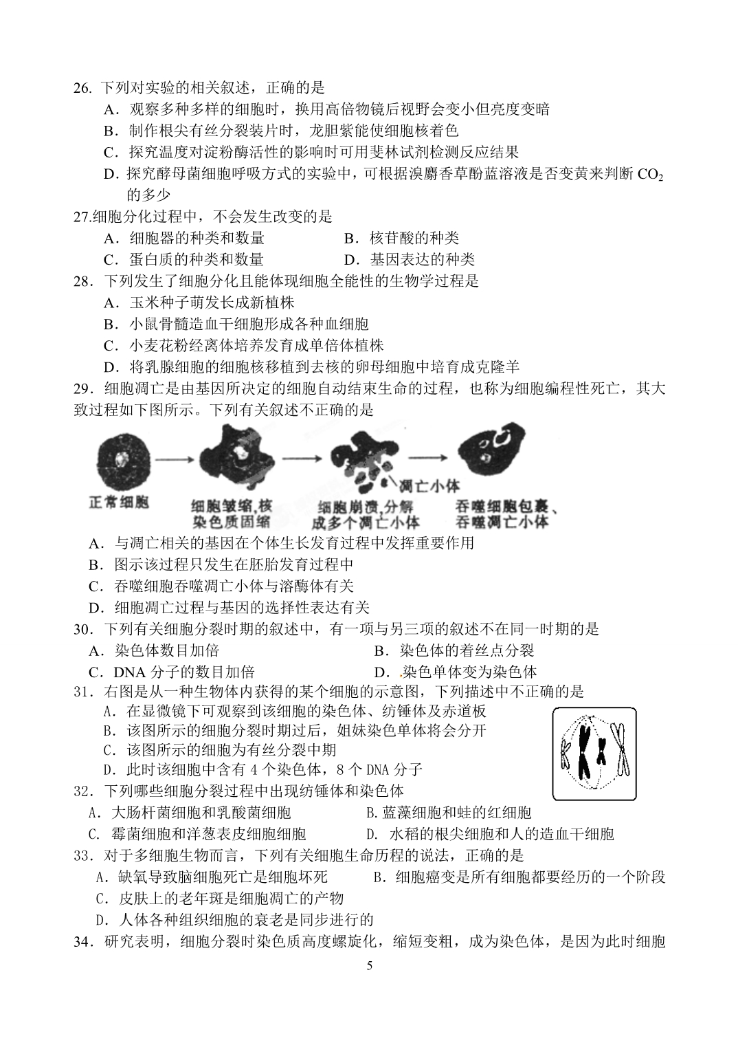 江西省2013-2014学年高三上学期第二次月考生物试卷_第5页