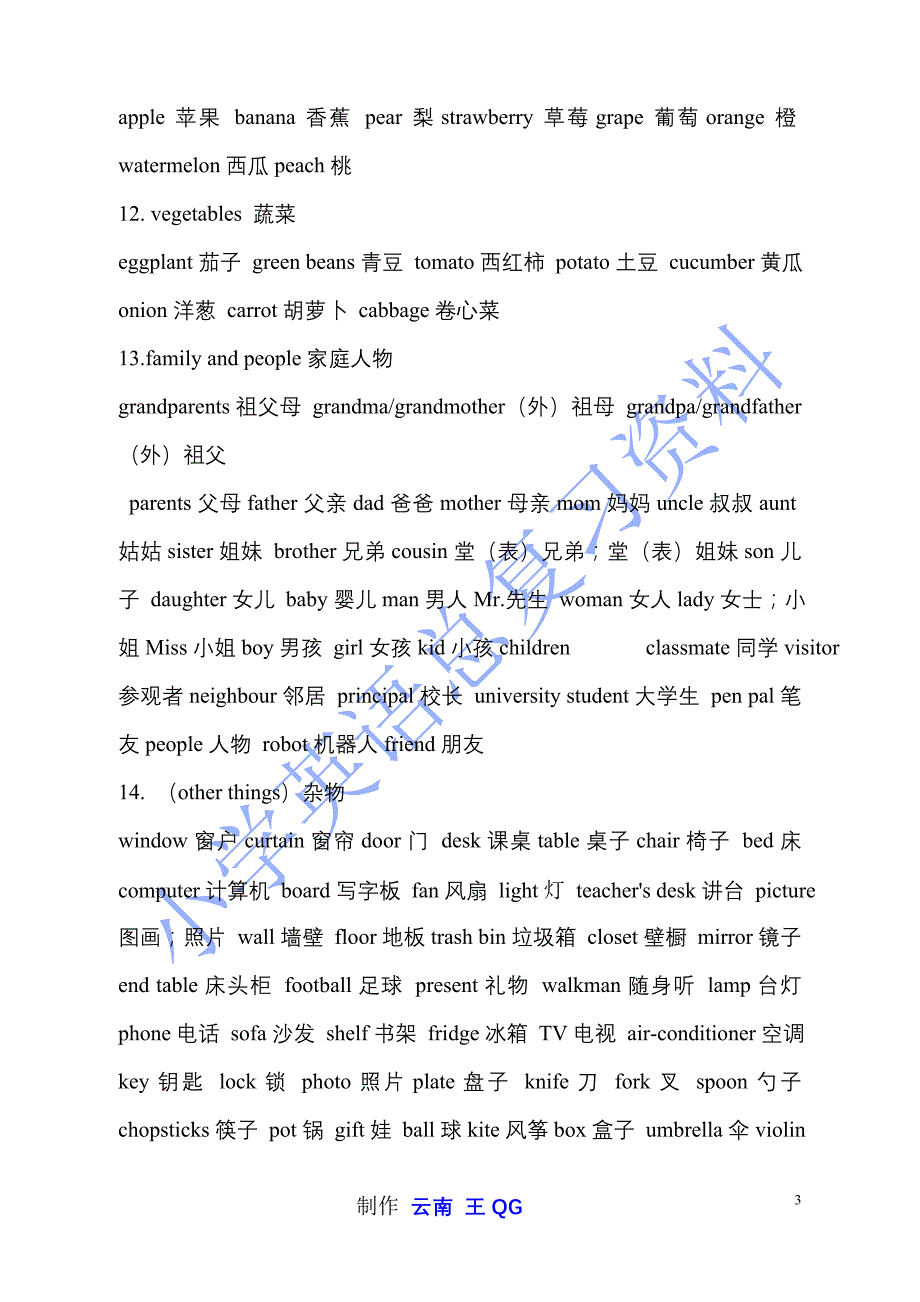 小学英语毕业总复习单词分类[1]_第3页