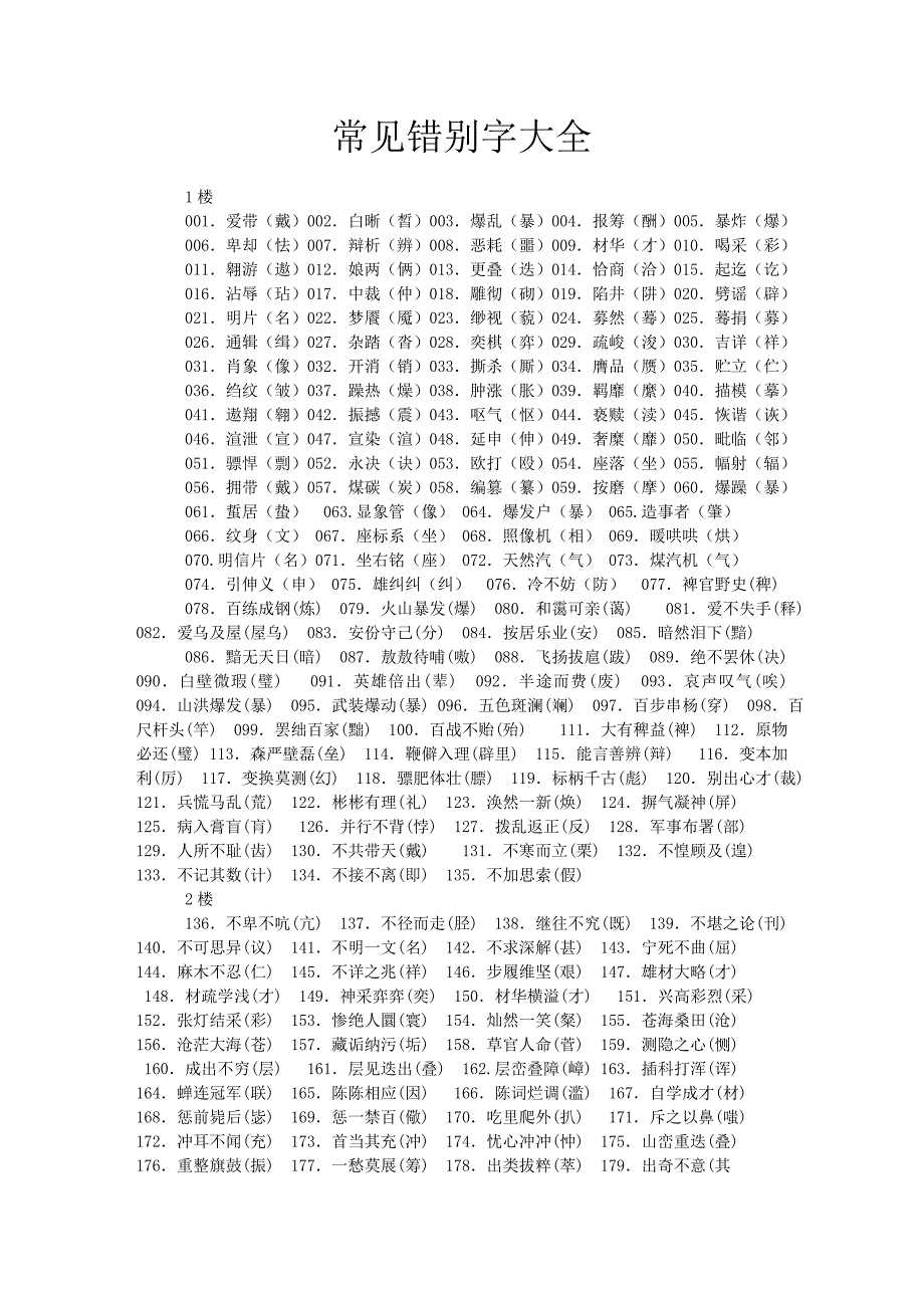 考试中常见错别字大全_第1页