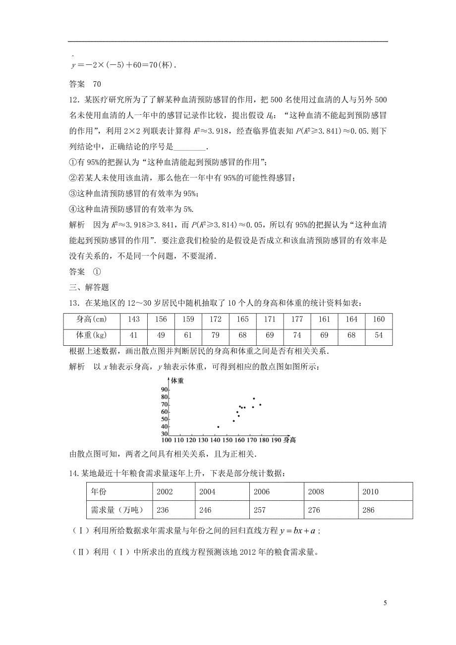 【步步高】2014届高考数学大一轮复习 11.3 变量间的相关关系、统计案例试题（含解析）新人教A版 _第5页