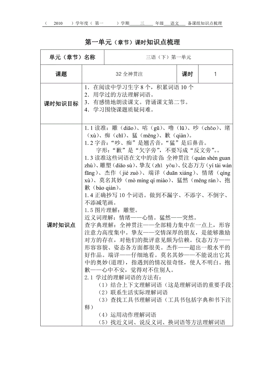 32全神贯注(知识点)_第1页