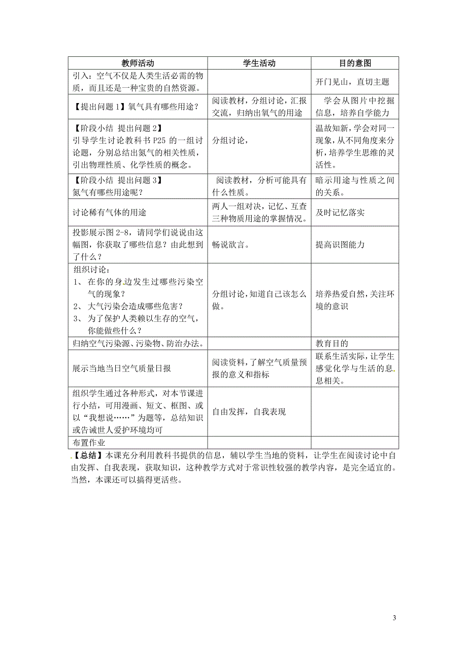 广东省东莞市寮步信义学校2014届九年级化学上册 第二单元《我们周围的空气》课题1 空气（第1课时）教案 （新版）新人教版_第3页