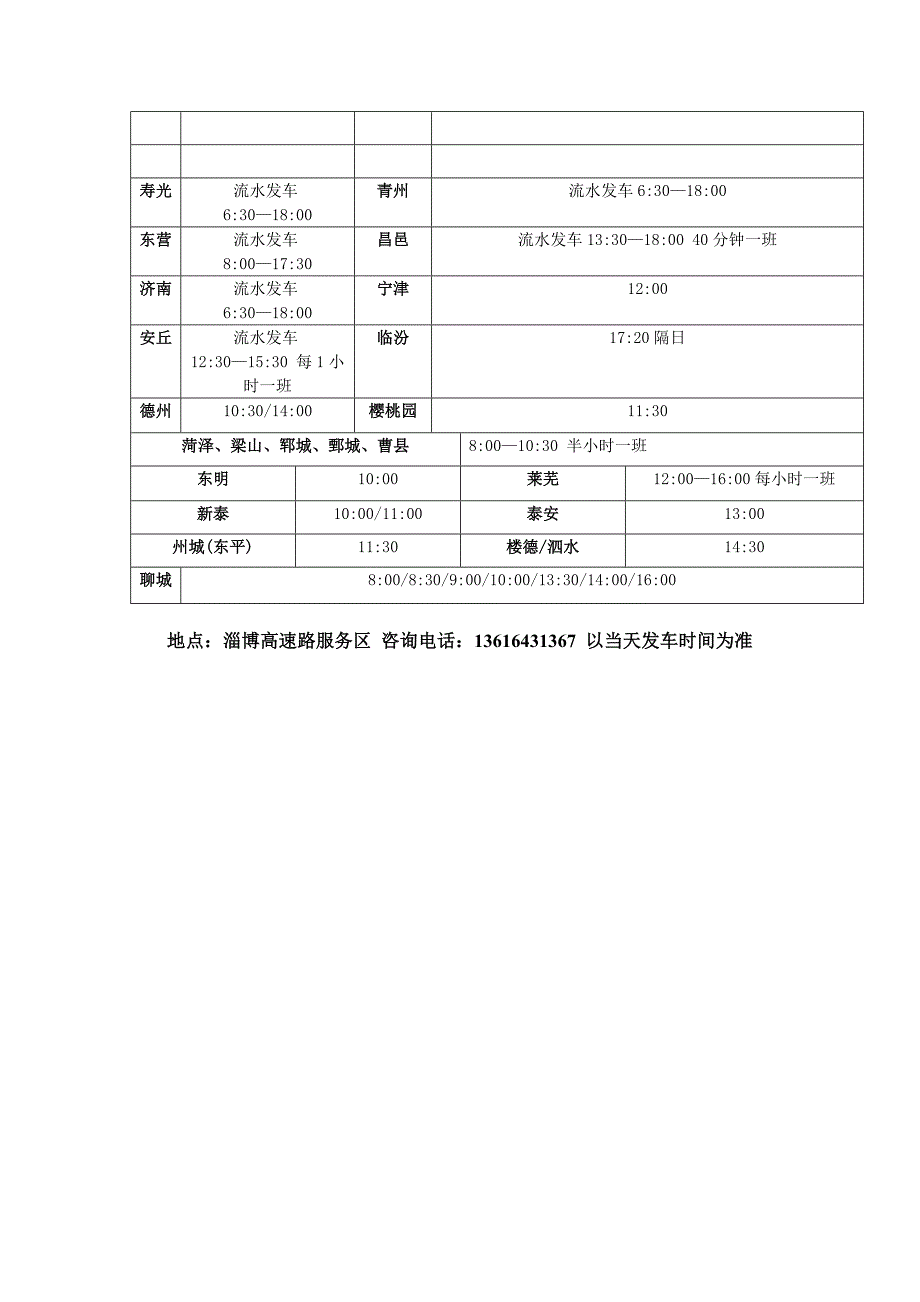 淄博汽车总站高速分站时刻表_第2页