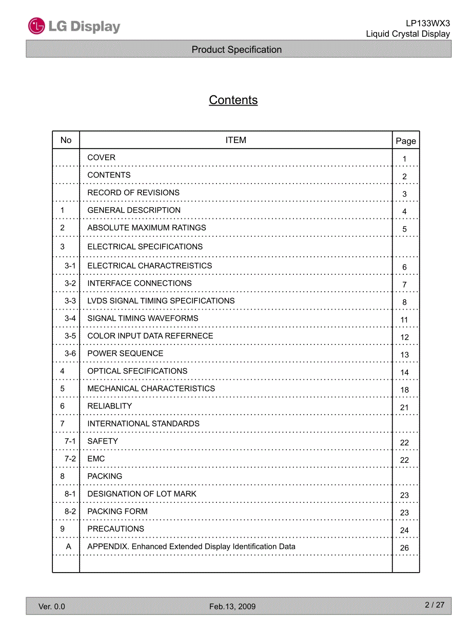 LG13.3寸LCD屏的规格书_第2页