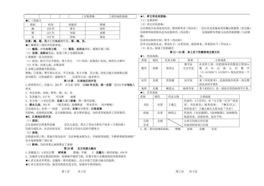 人教版  初中历史  七年级上   期末复习学案_第5页