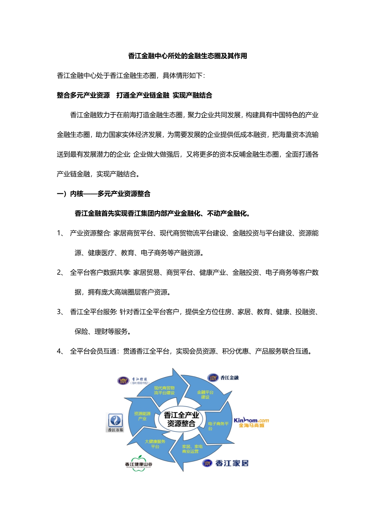 香江金融中心所处的金融生态圈及其作用_第1页