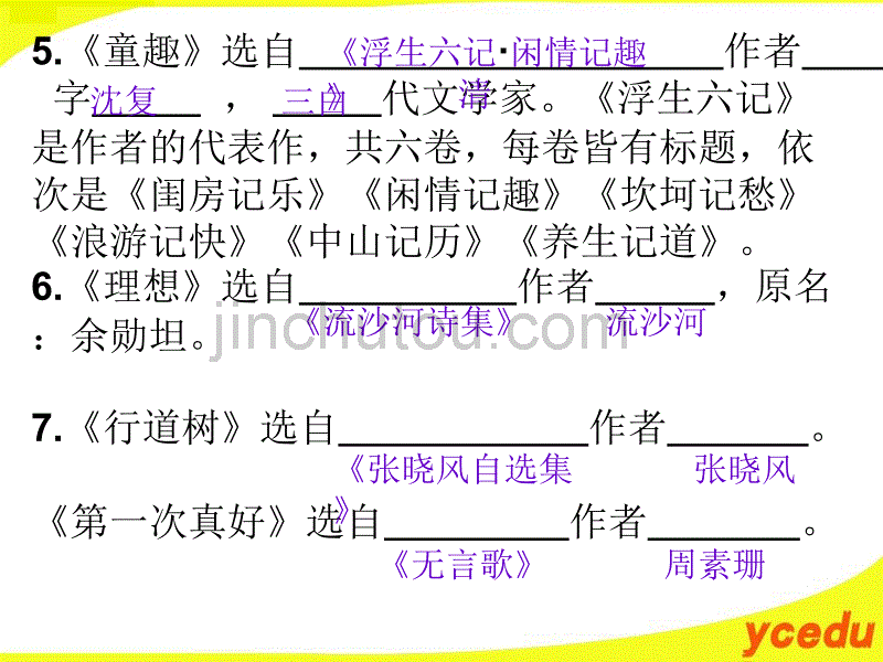 人教版七年级语文1-12课复习_第3页