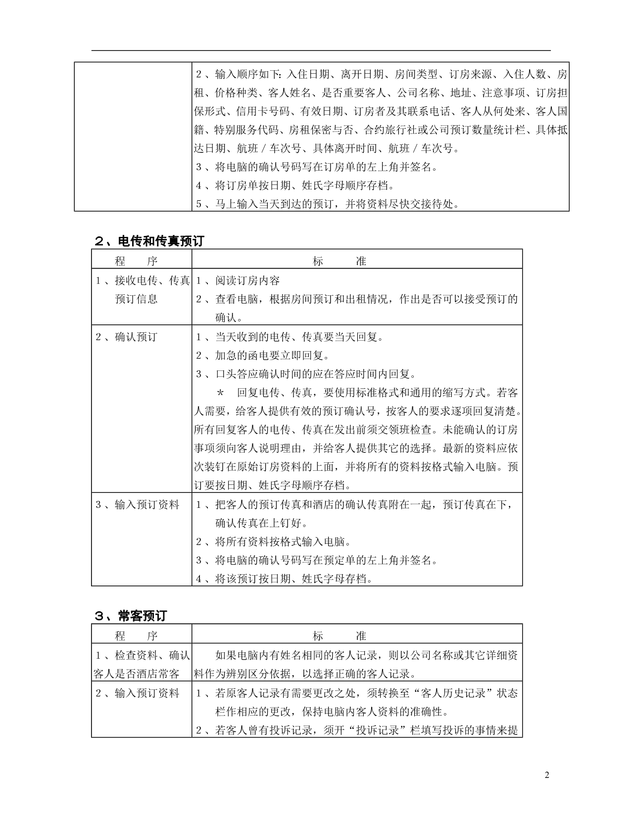 预定部的工作程序和标准_第2页