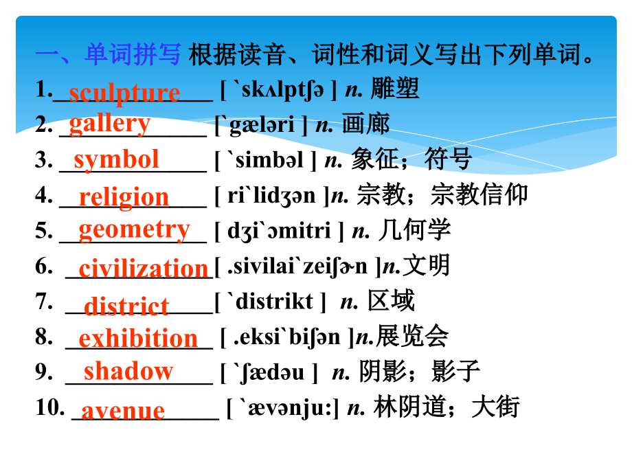 人教版新课标英语选修6 uint1 复习课件_第3页